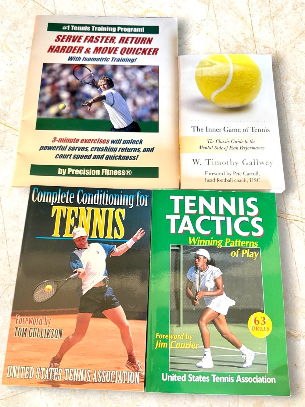 Tennis Training & Conditioning Book Lot- tactics, Exercises, and More